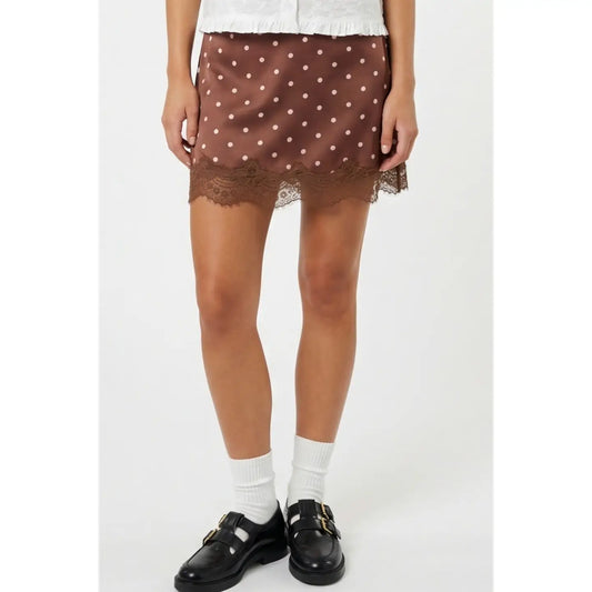 Polka Dot Mini Skirt with Lace Trim