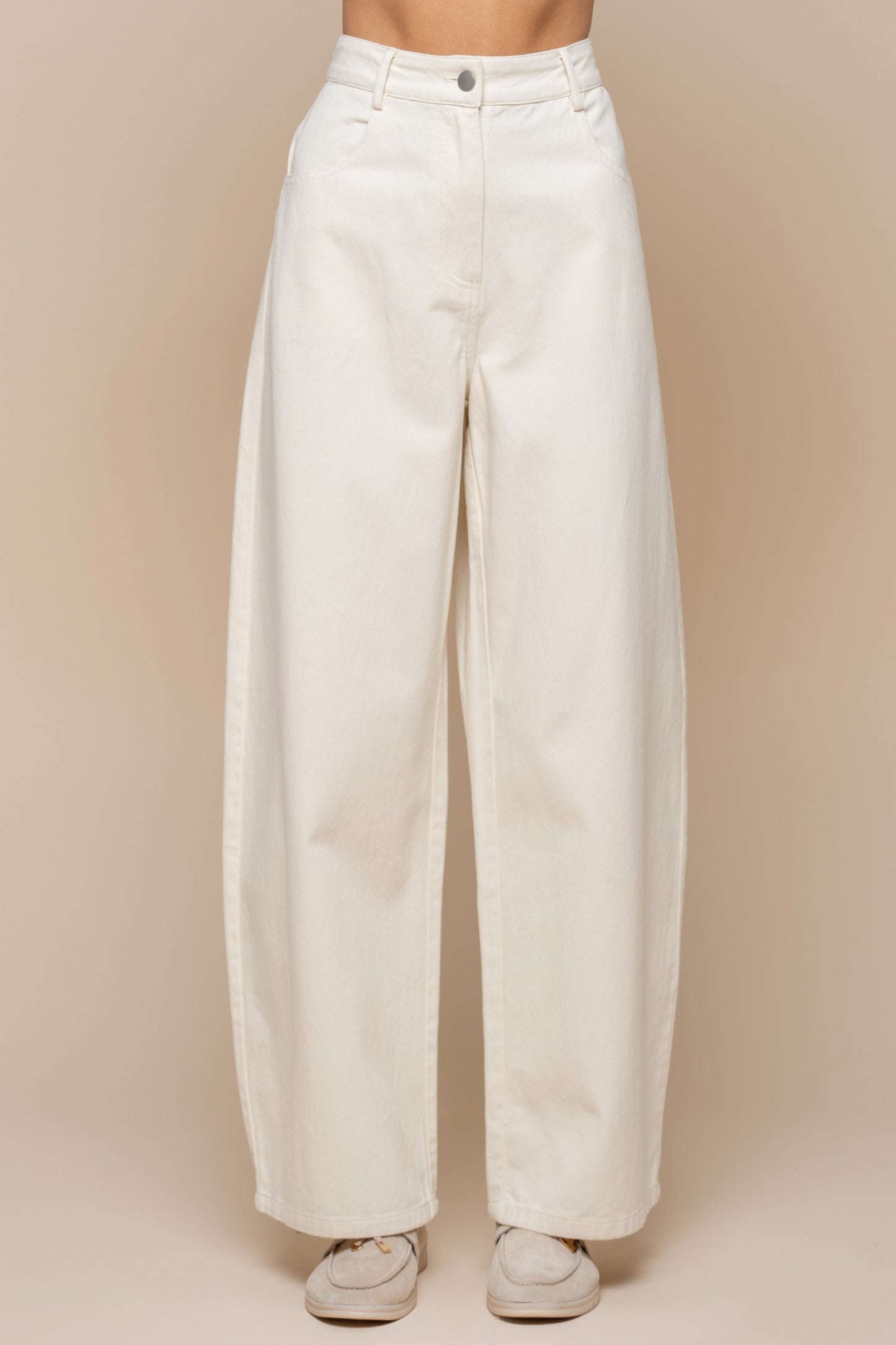 Barrel Cotton Pants With Pockets