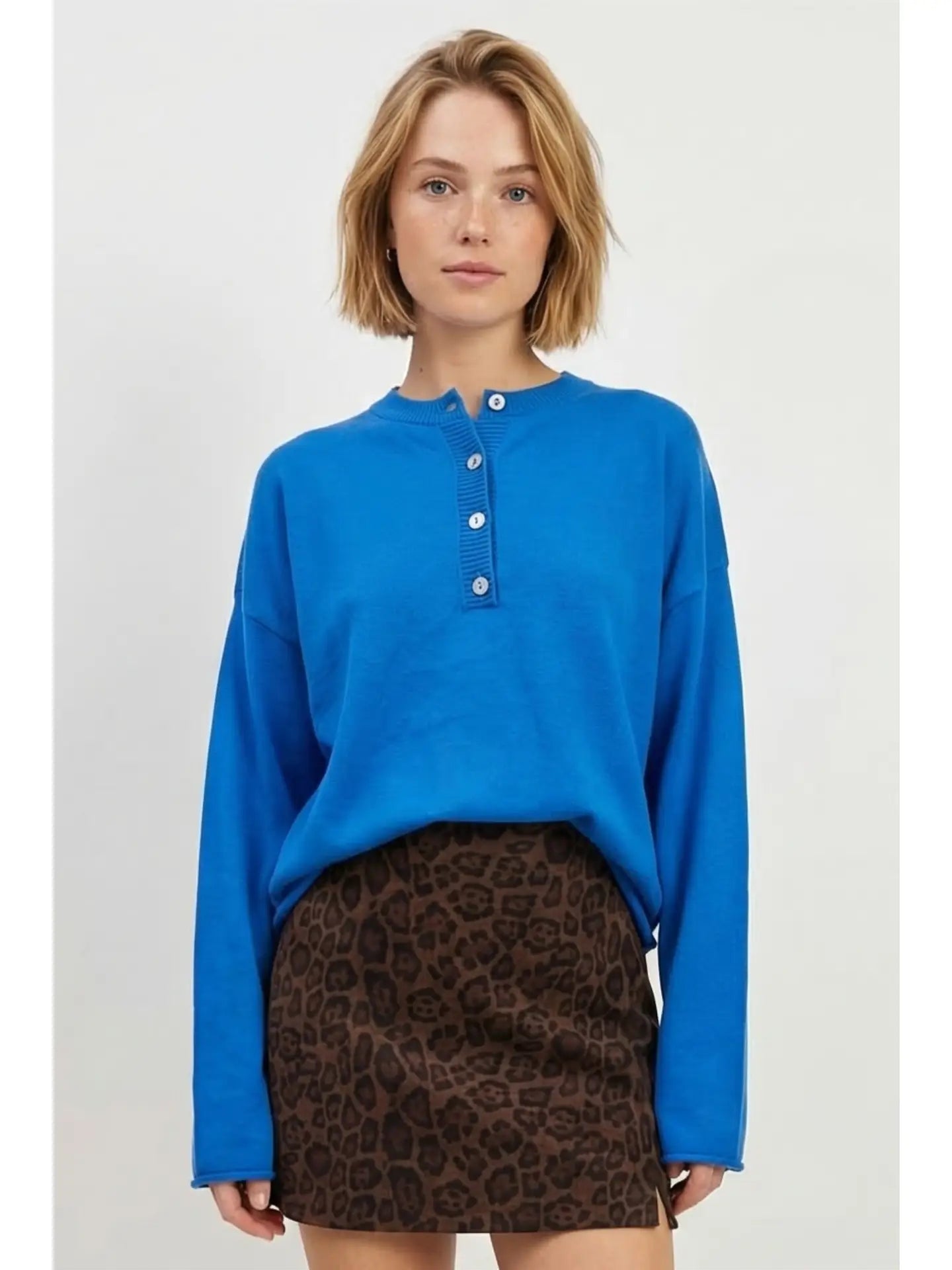 Henley Cotton Sweater Pullover