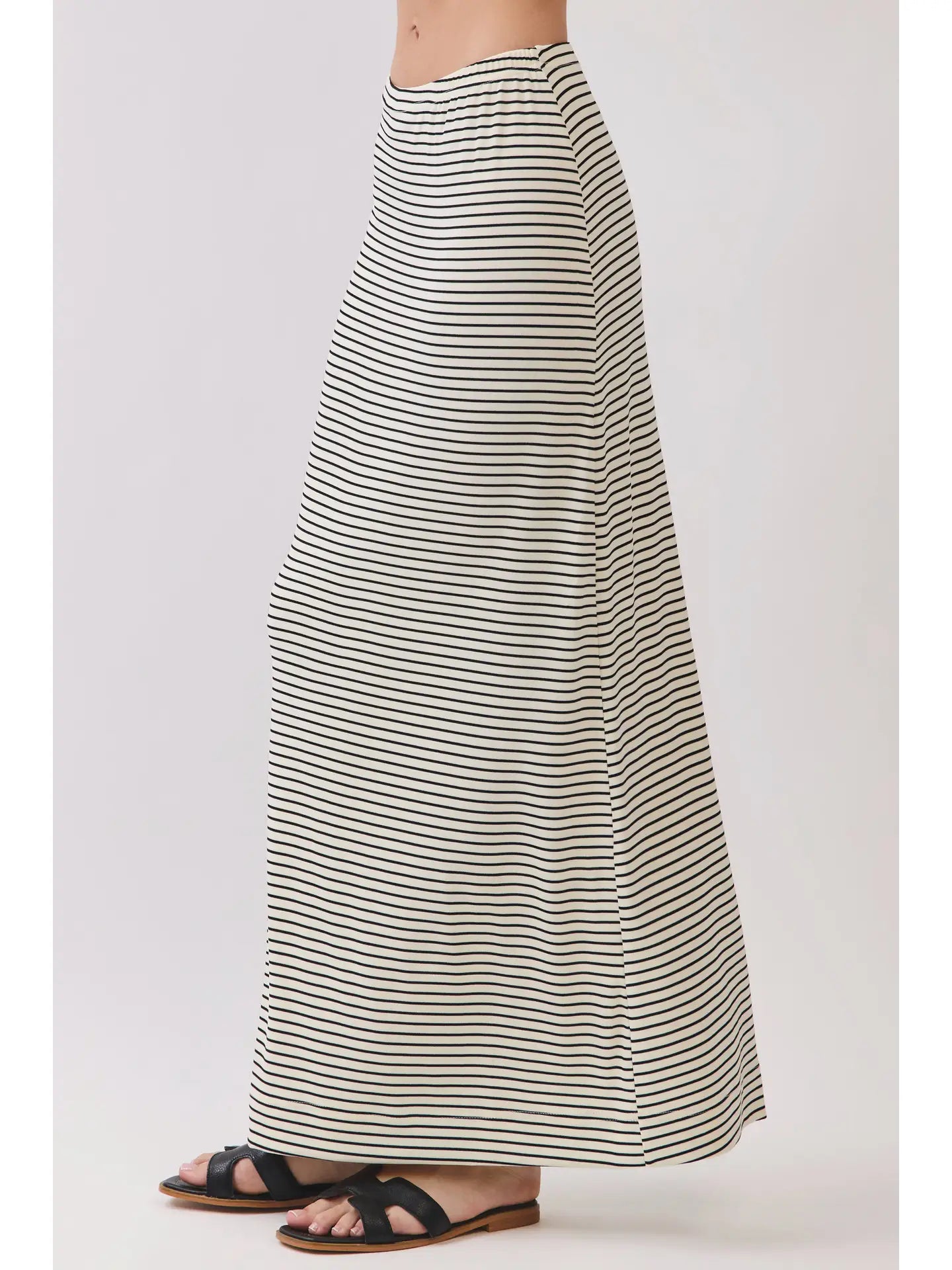 Stretch Waistband Classic Stripe Maxi Skirt