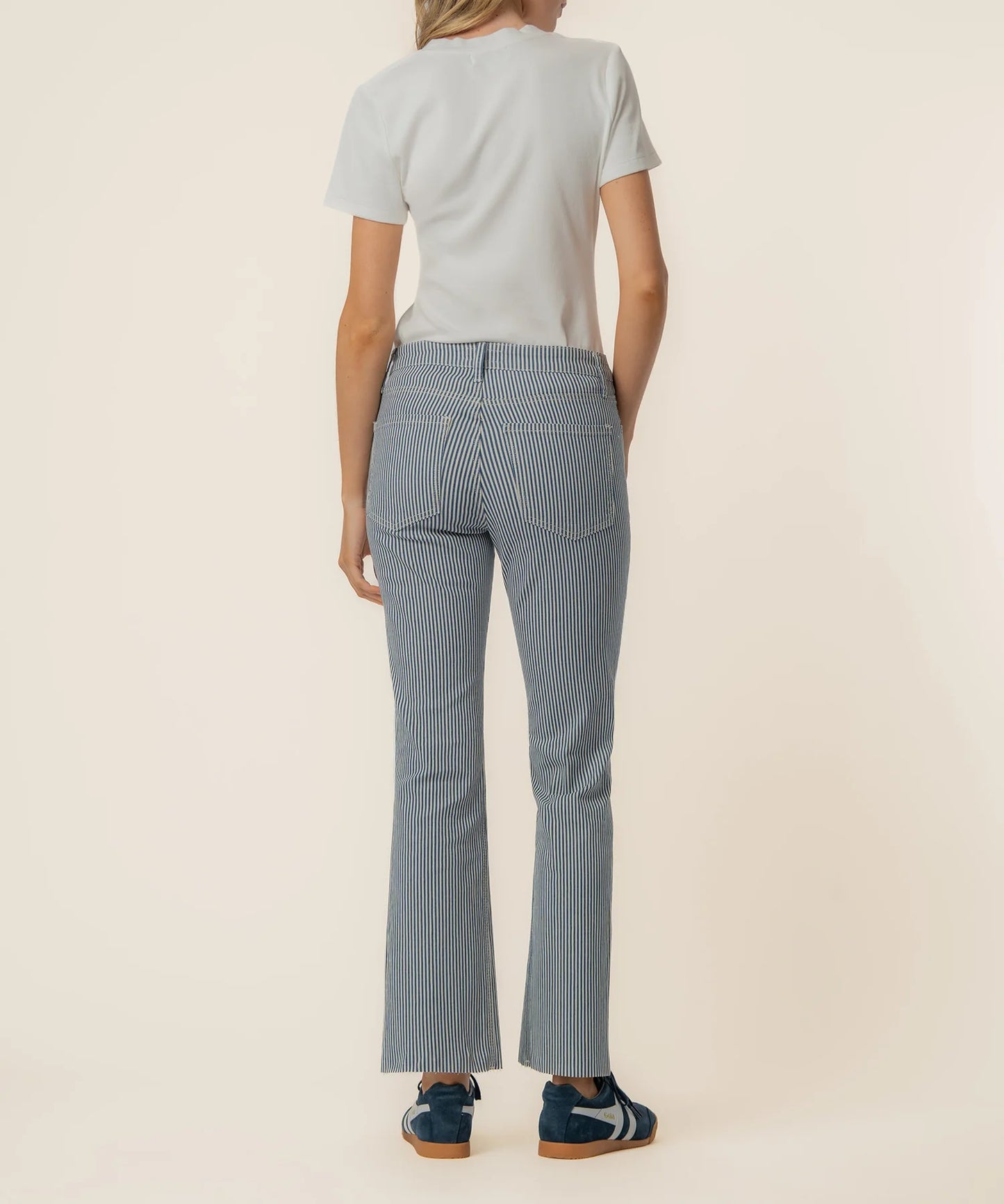 Kelsey Twill Stripe High Rise Ankle Flare