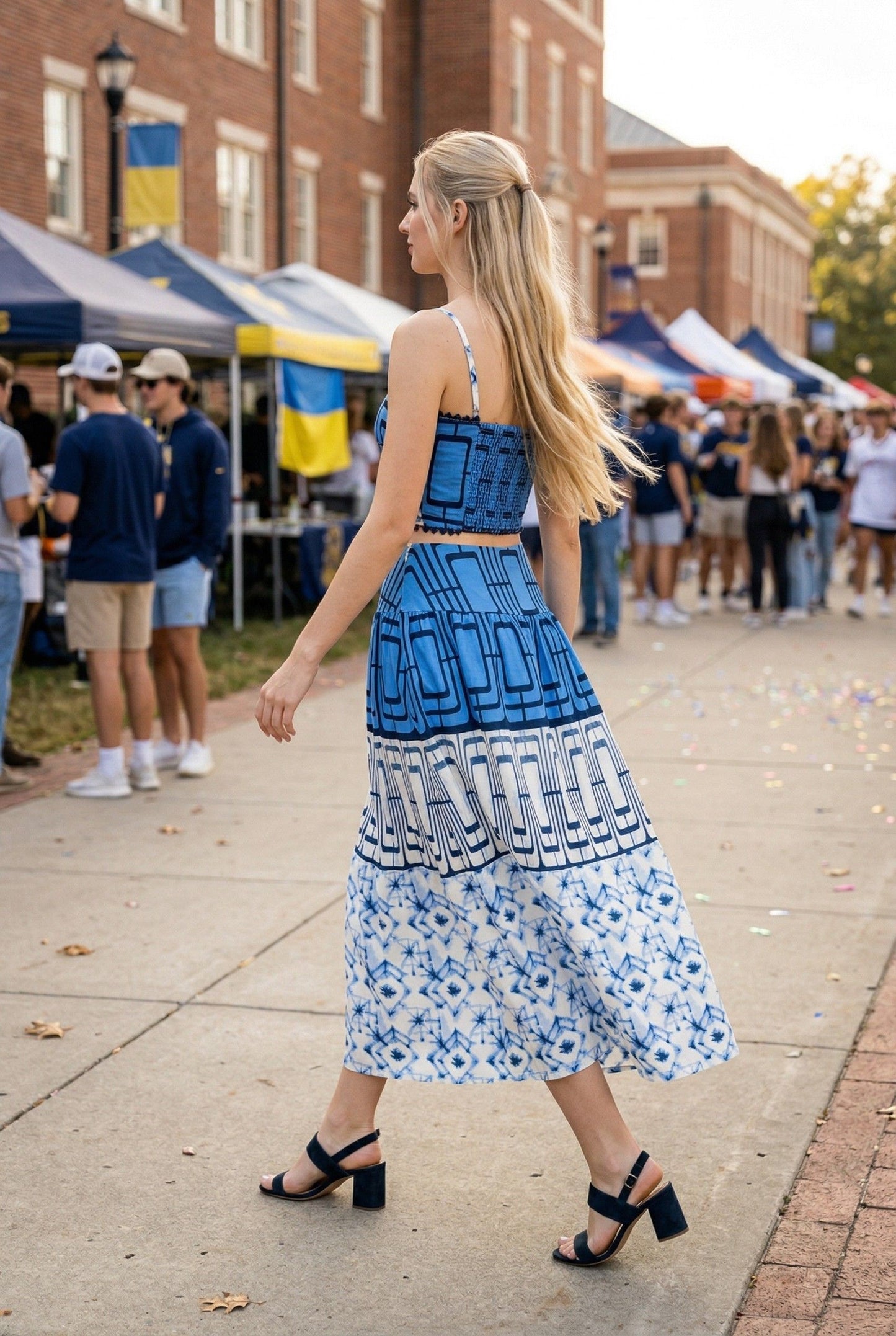 Geometric Printed Midi Skirt