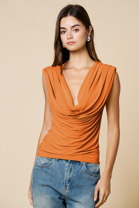 Cowl Neck Sleeveless Top