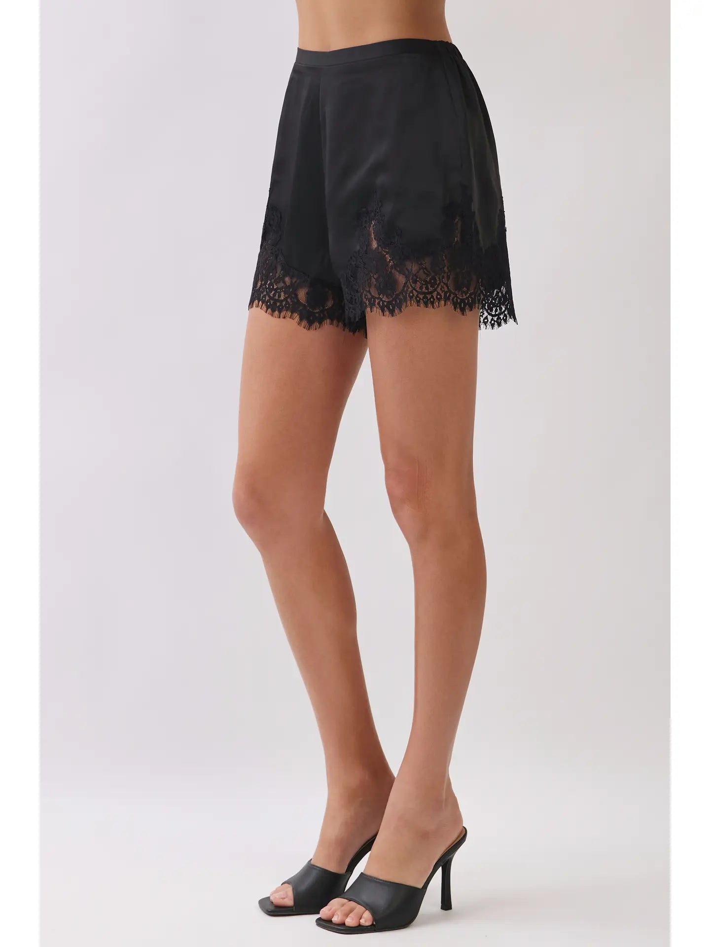 Lace Trim Detail Lounge Shorts