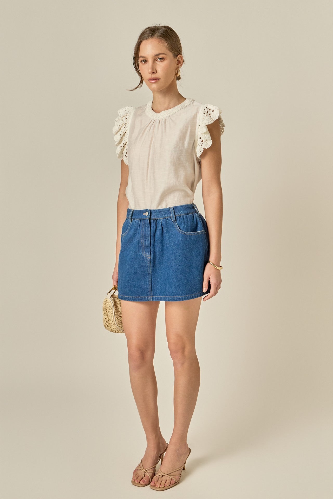 Ruffle Denim Skort