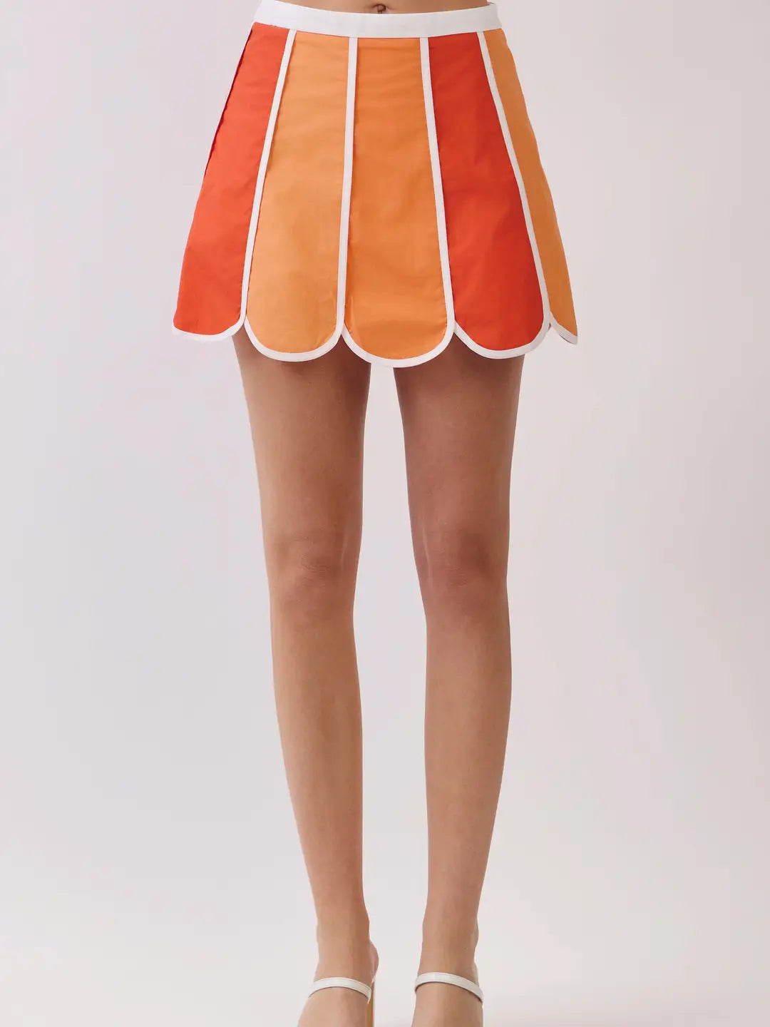 Color Block Scallop Mini Skirt