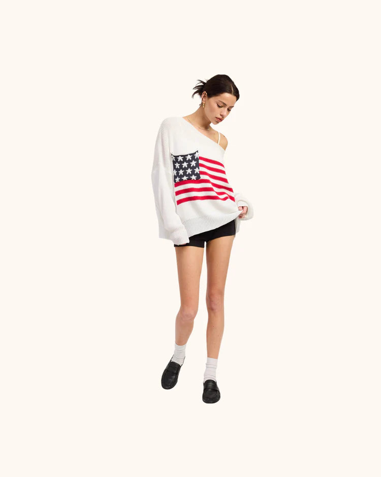 American Flag Pocket Detail Sweater