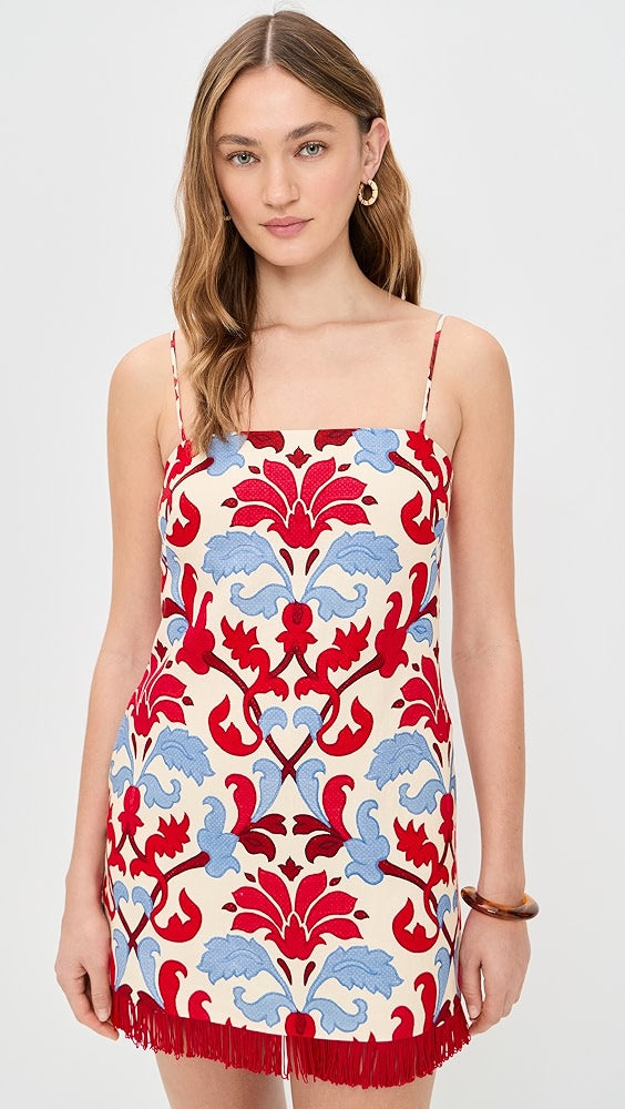 Fringe Damask Mini Dress