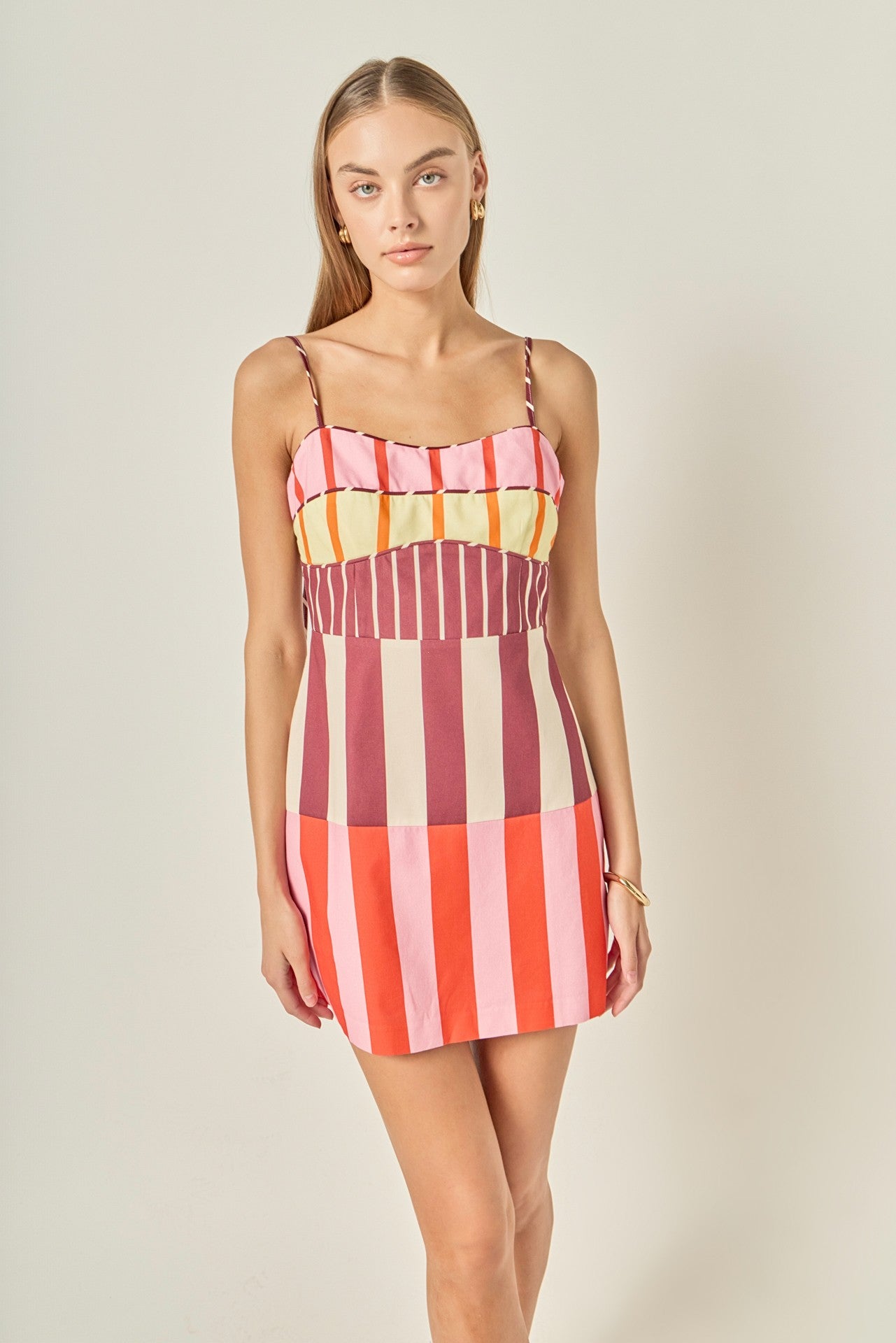 Stripe Printed Sleeveless Mini Dress