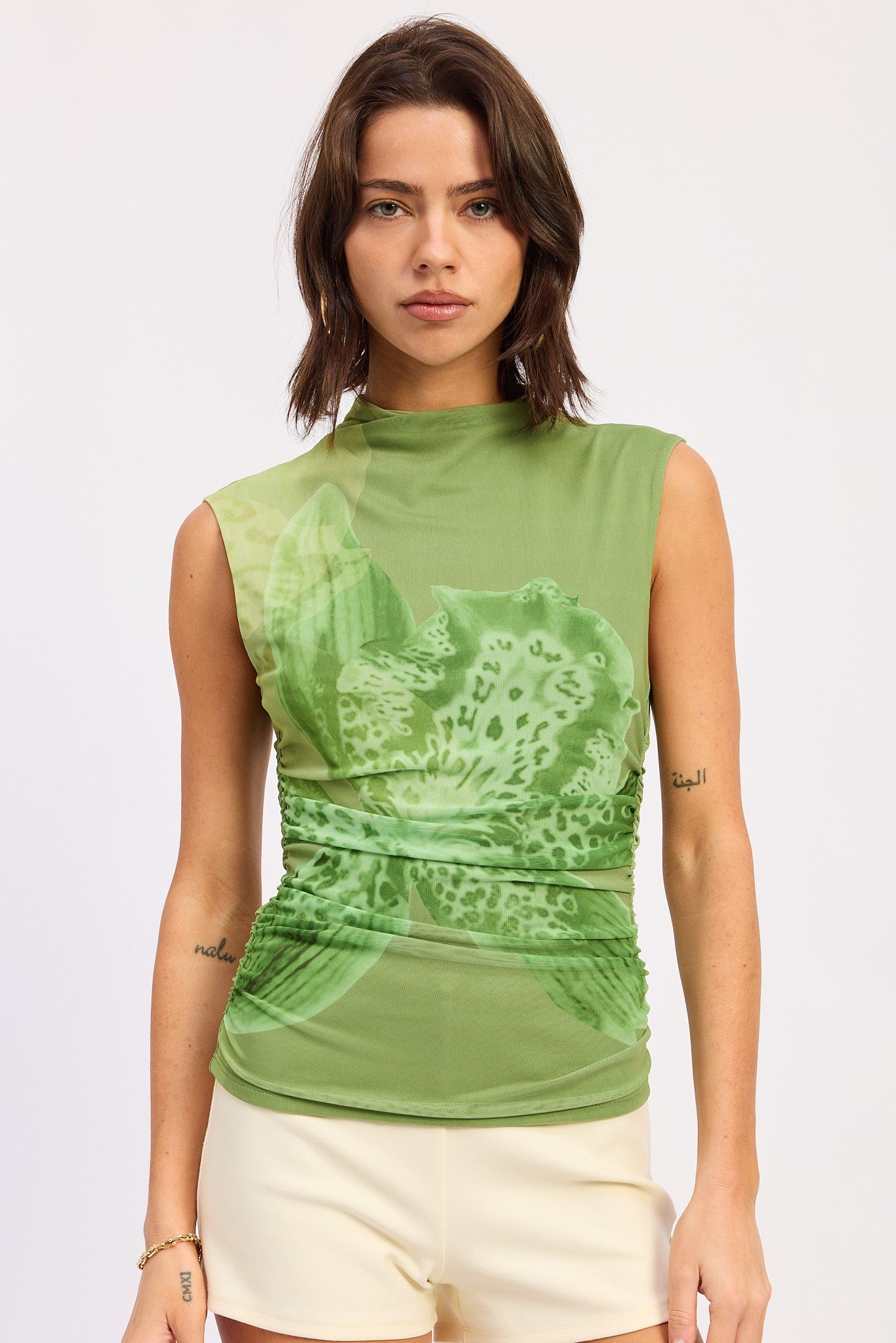 Drop Shoulder Mesh Top