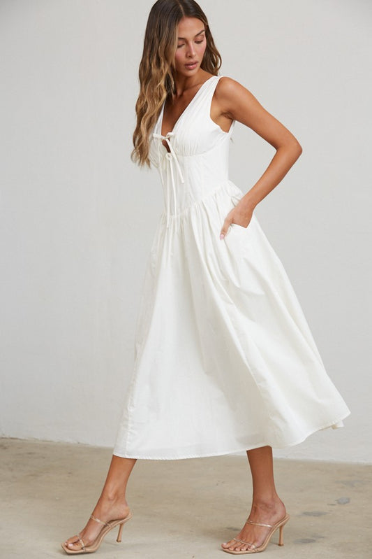 Rene Corset Poplin Midi Dress