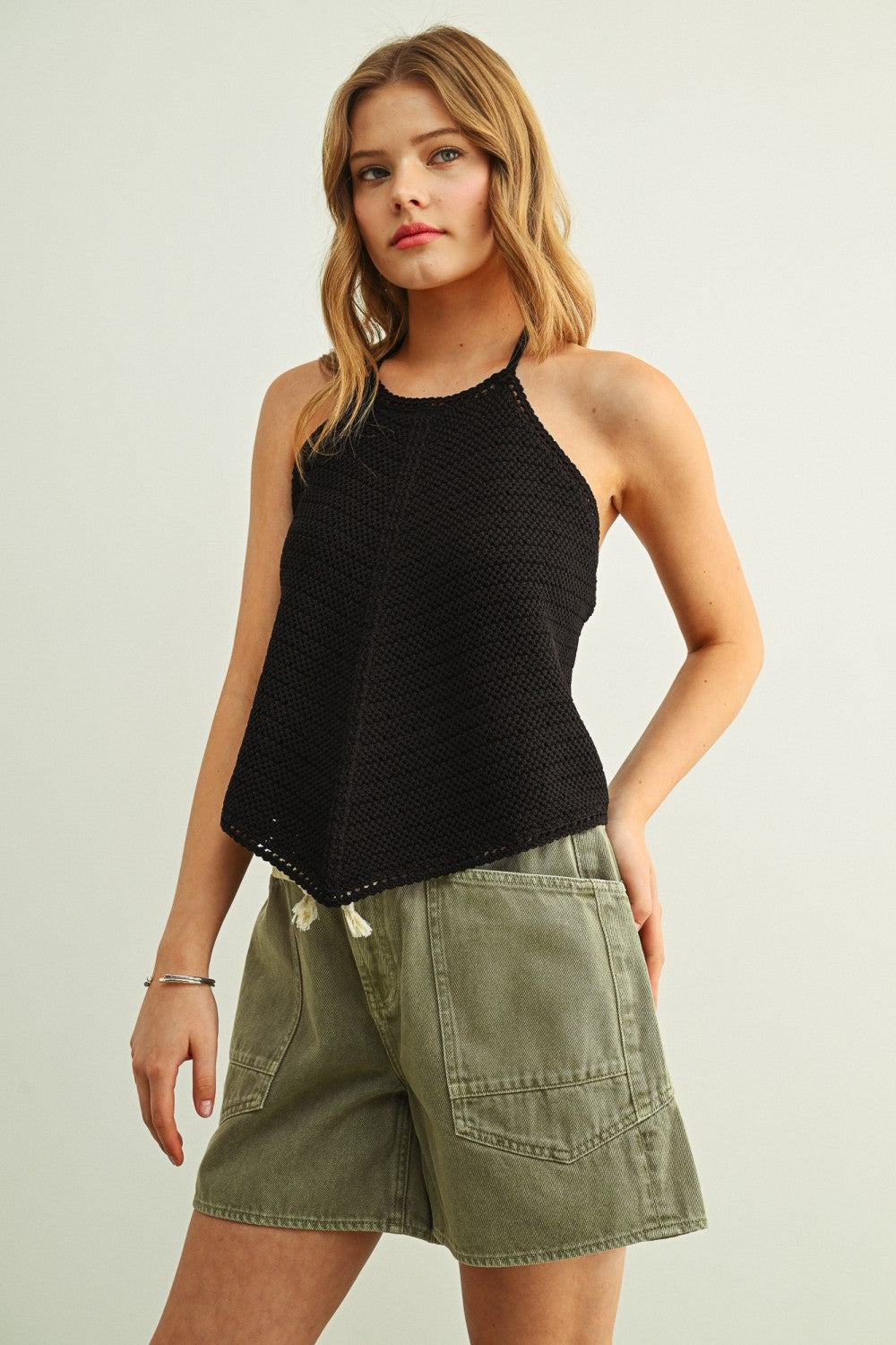 Crochet Knit Halter Neck Top