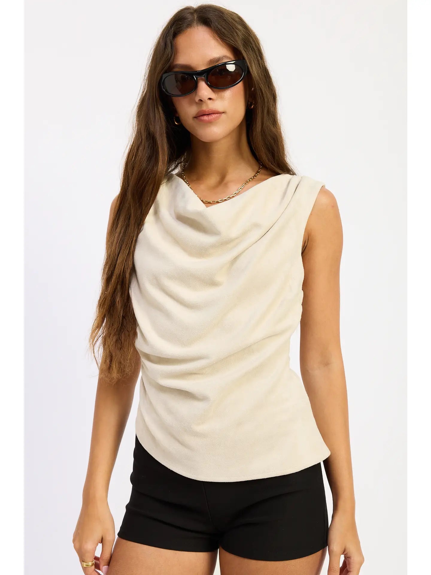 Sleeveless Cowl Neck Top