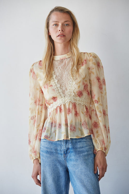 Romanticist Floral Mock Top