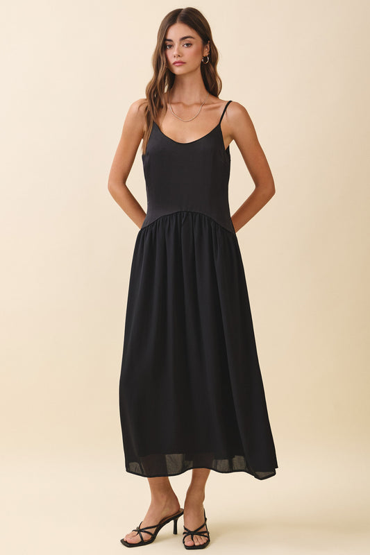 Scoop Neckline Sleeveless Flowy Hem Maxi Dress