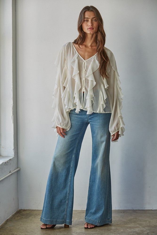 Maison Ruffle Flutter Top