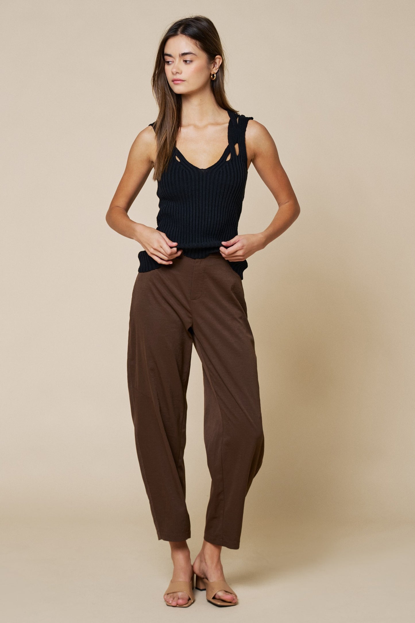 High Waist Taper Pants With Pockets