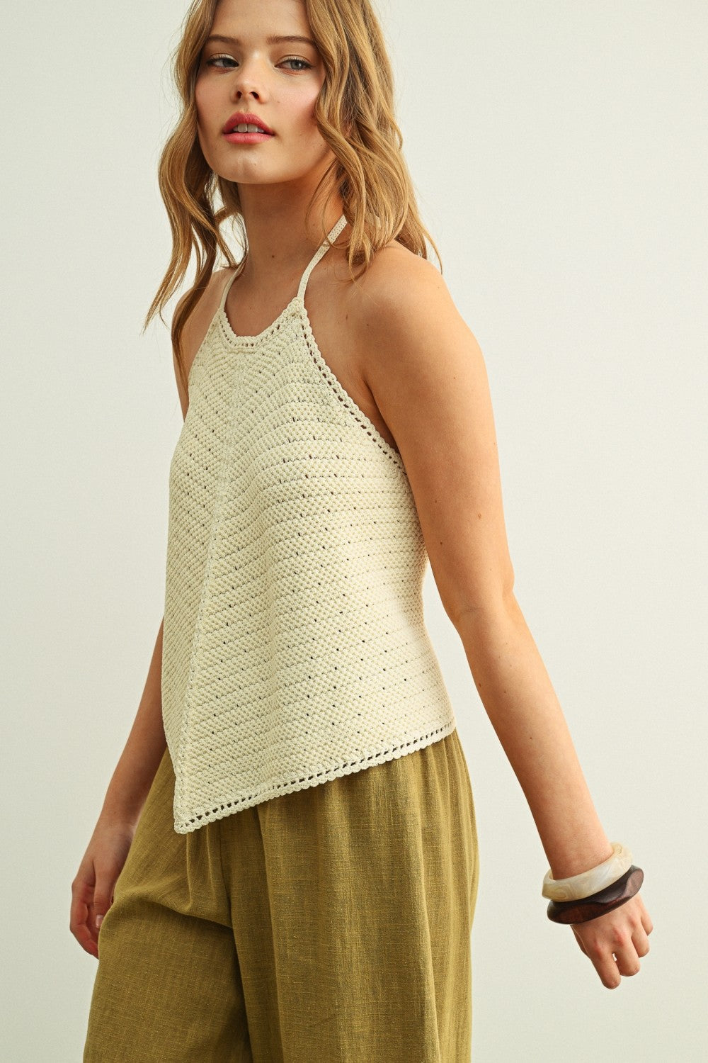 Crochet Knit Halter Neck Top