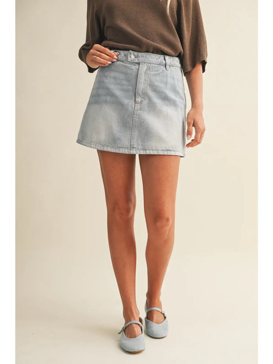 Light Denim Wash Mini Skort