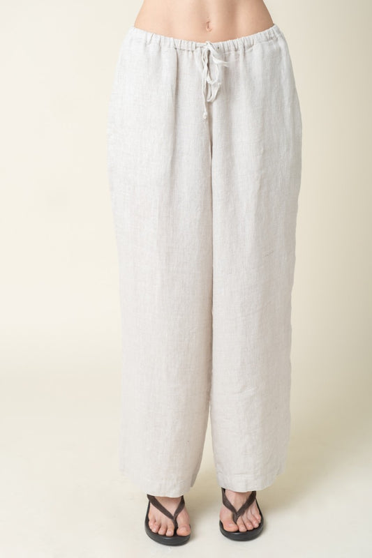 Millie Wide-leg Drawstring Linen Pants