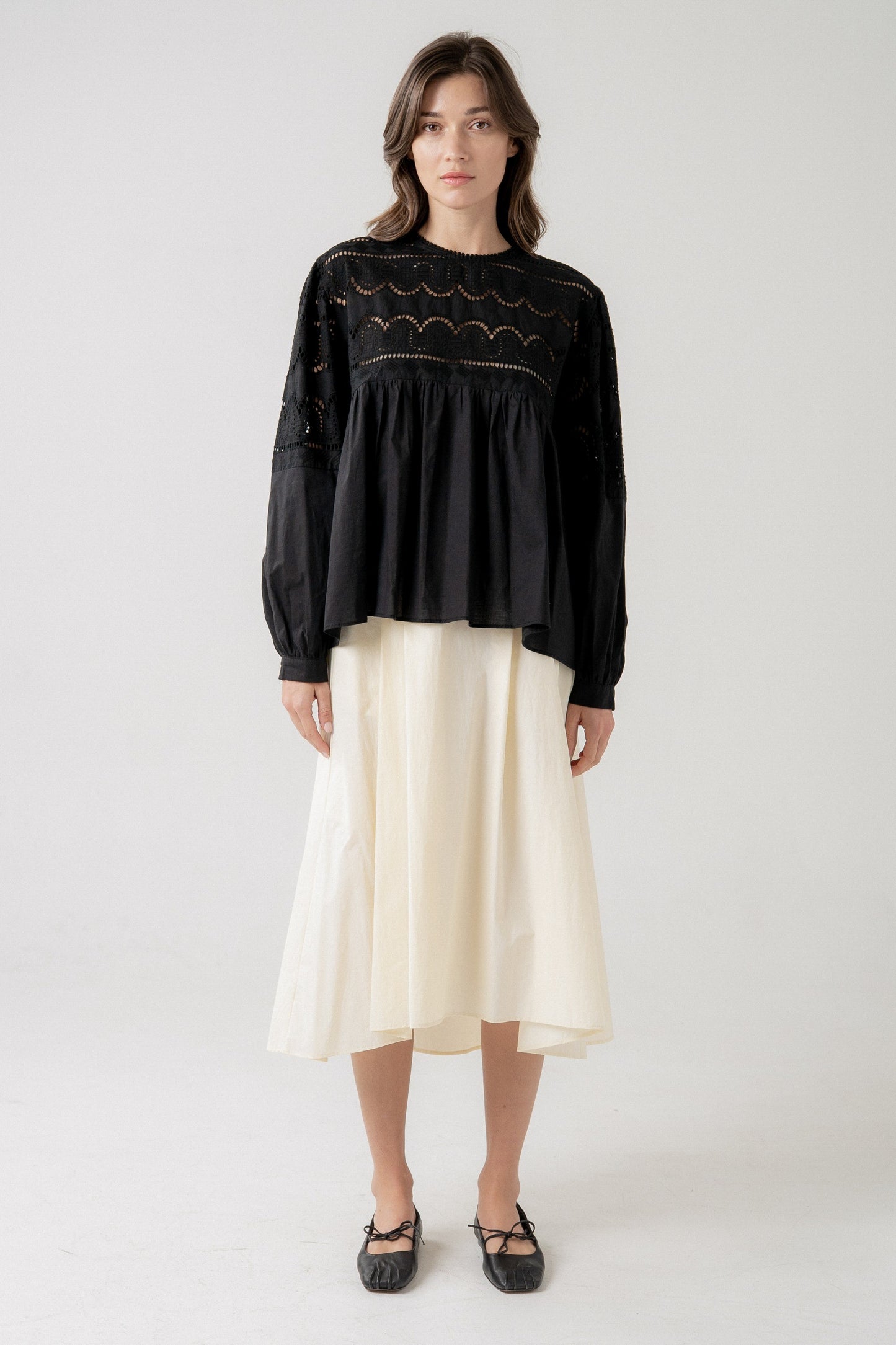 Pleated Midi Skirt With Asymmetrical Hem