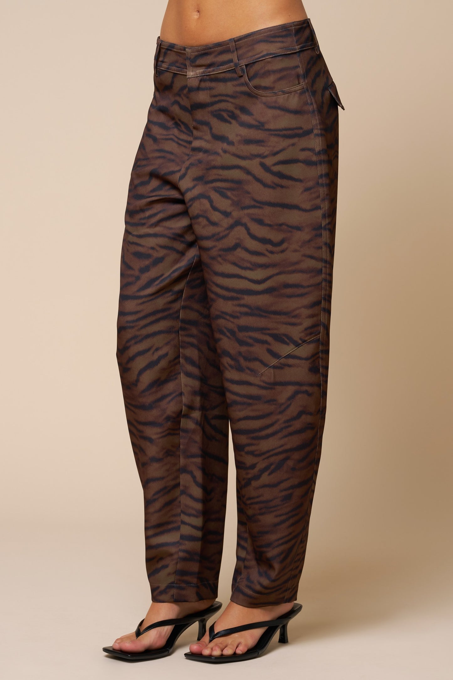 Tiger Print High Barrel Pants