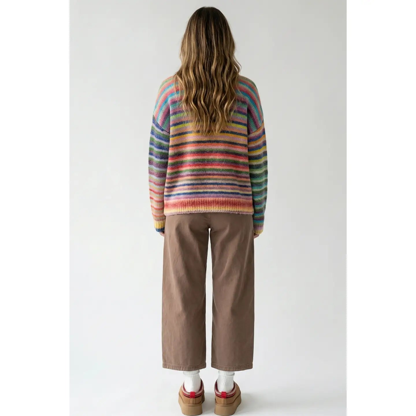 Mock Neck Multi Color Sweater