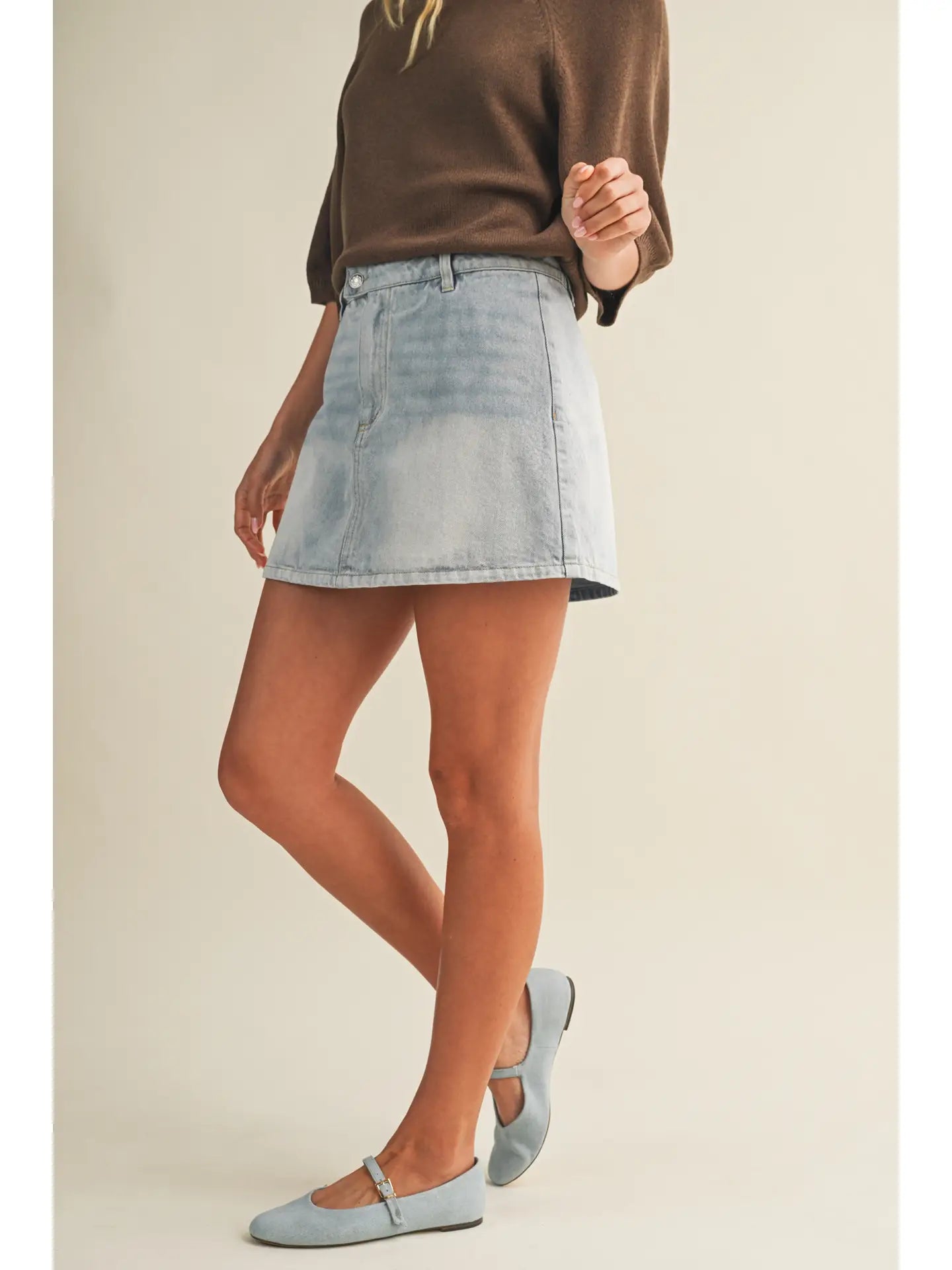 Light Denim Wash Mini Skort