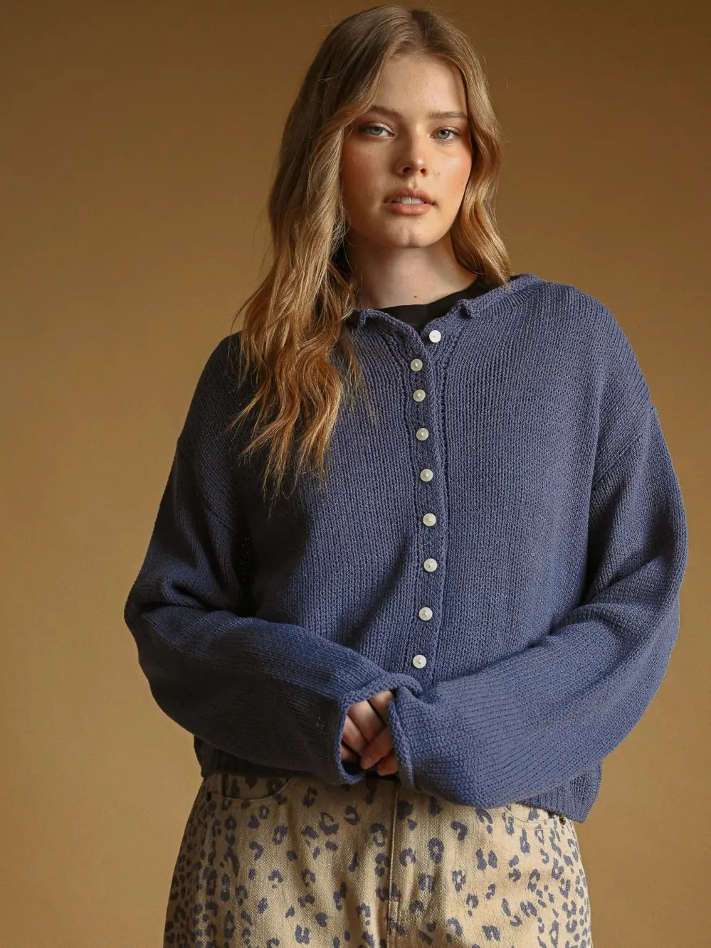 Button Front Easy Knitted Cardigan