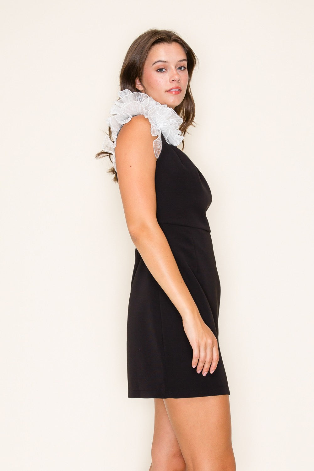 One Shoulder Sleeveless H-line Mini Dress