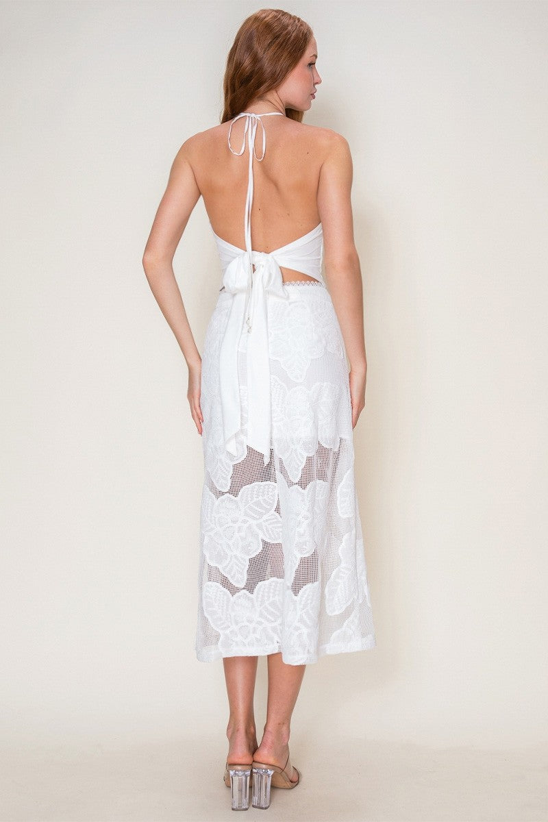 Maxi Skirt In Embroidered Net Lace