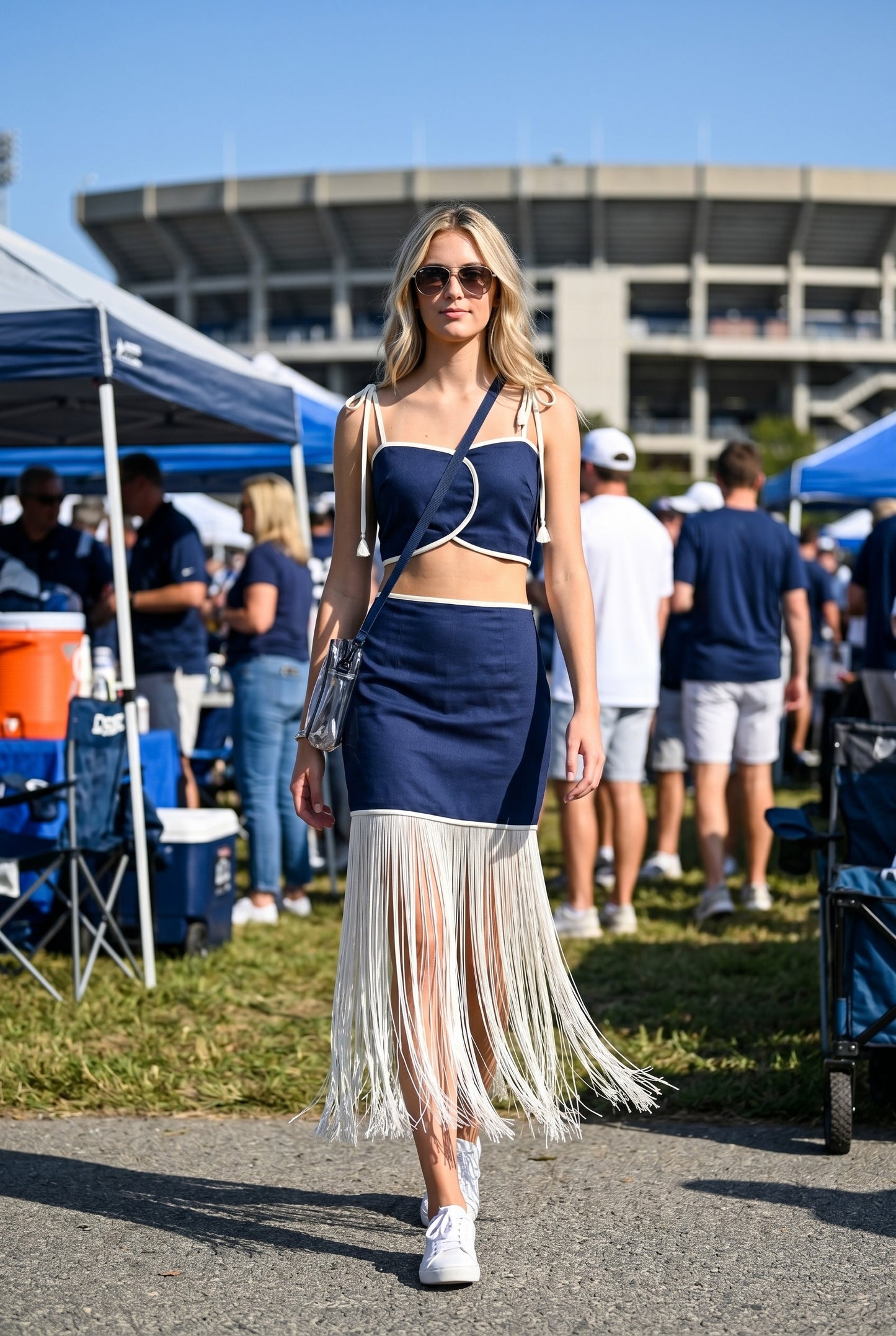Large Scalloped Overlapping Panels Crop Top