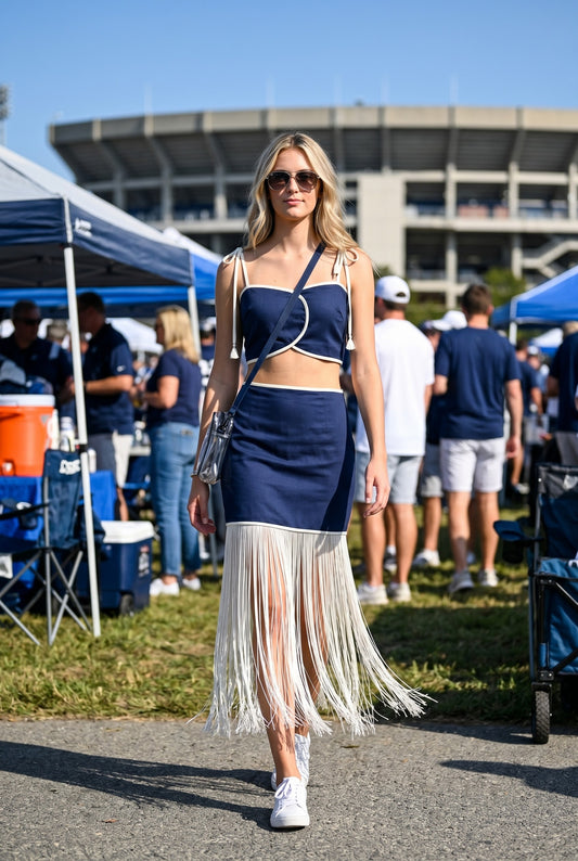 Large Scalloped Overlapping Panels Crop Top