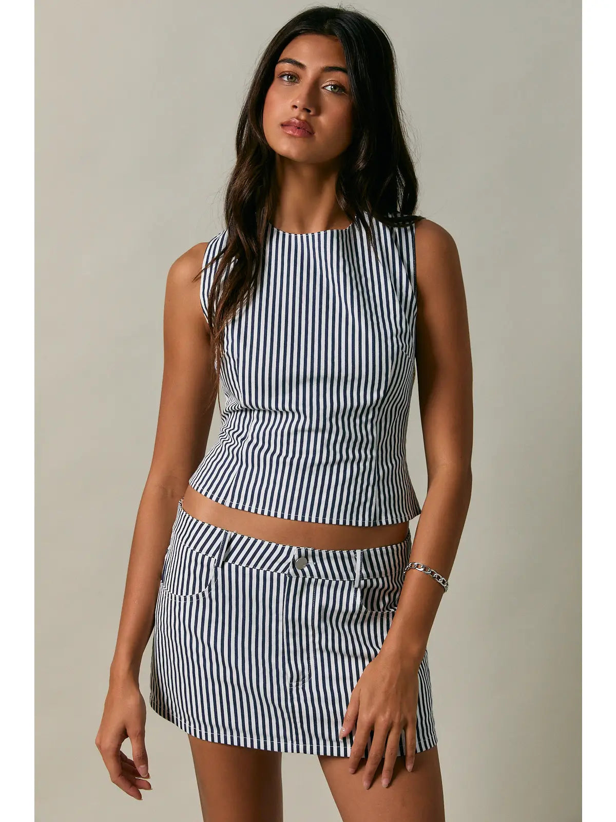 Mid Waisted Stripe Skirt