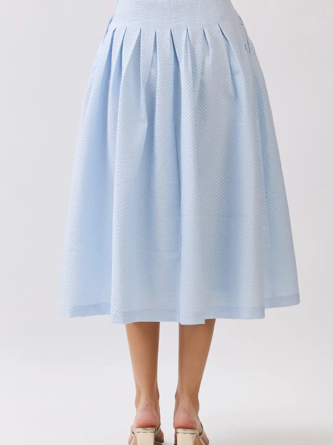 Textured Pleated High Rise Skirt