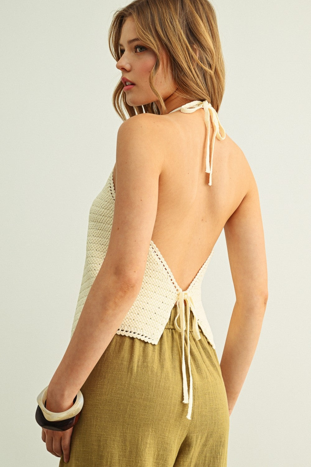 Crochet Knit Halter Neck Top