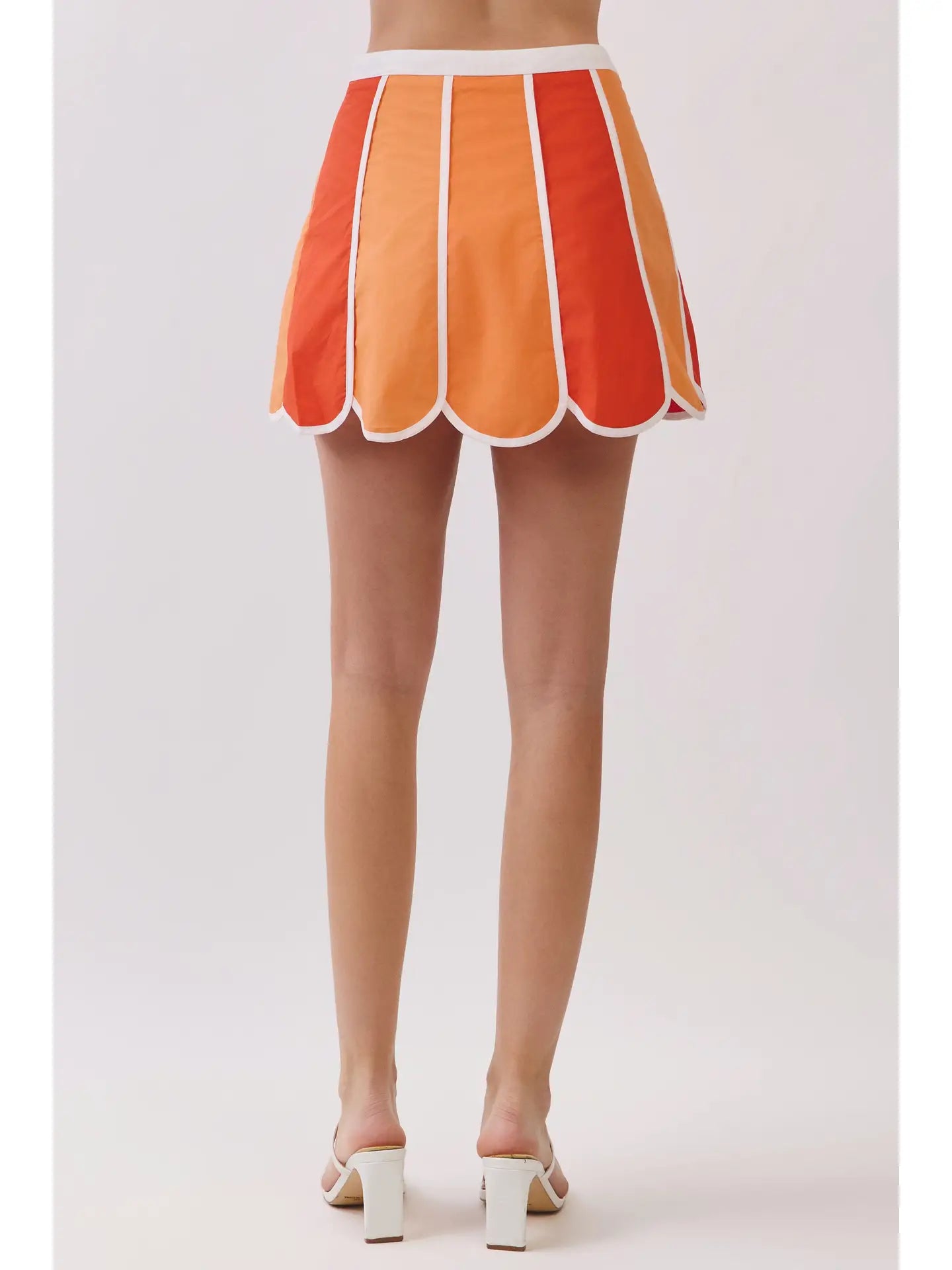 Color Block Scallop Mini Skirt