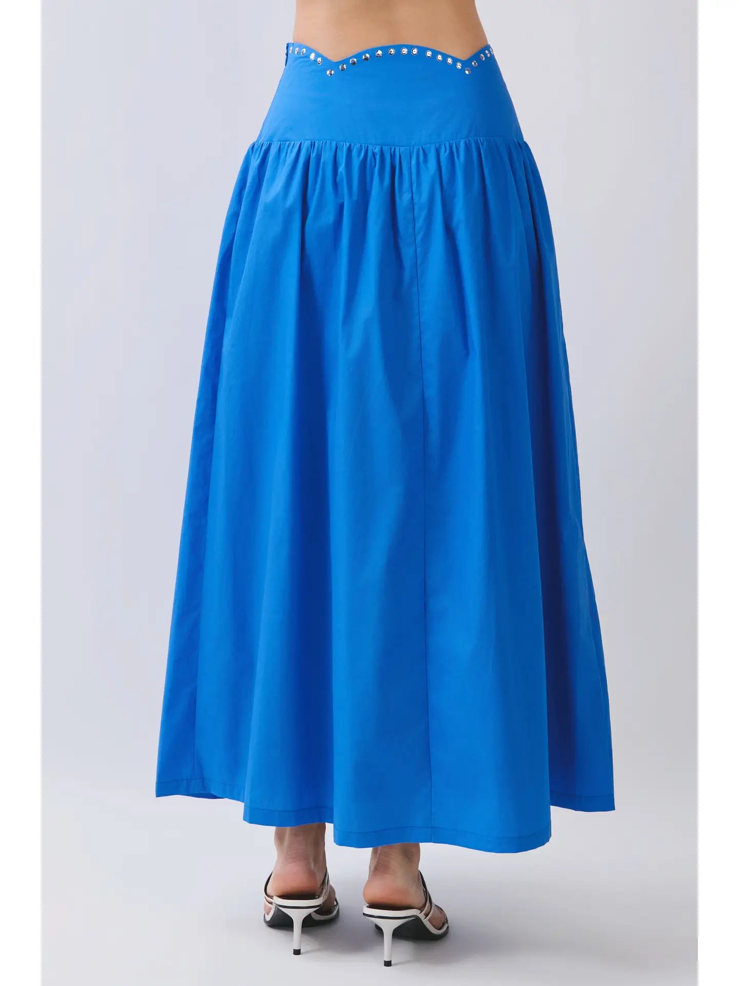 Metallic Studded Waist Detail Maxi Skirt