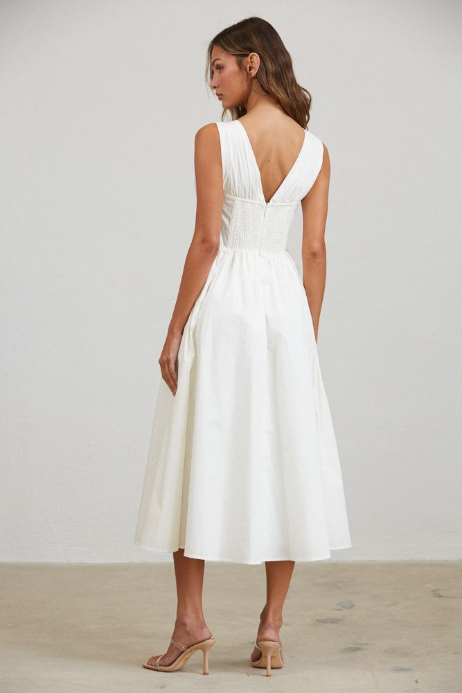 Rene Corset Poplin Midi Dress