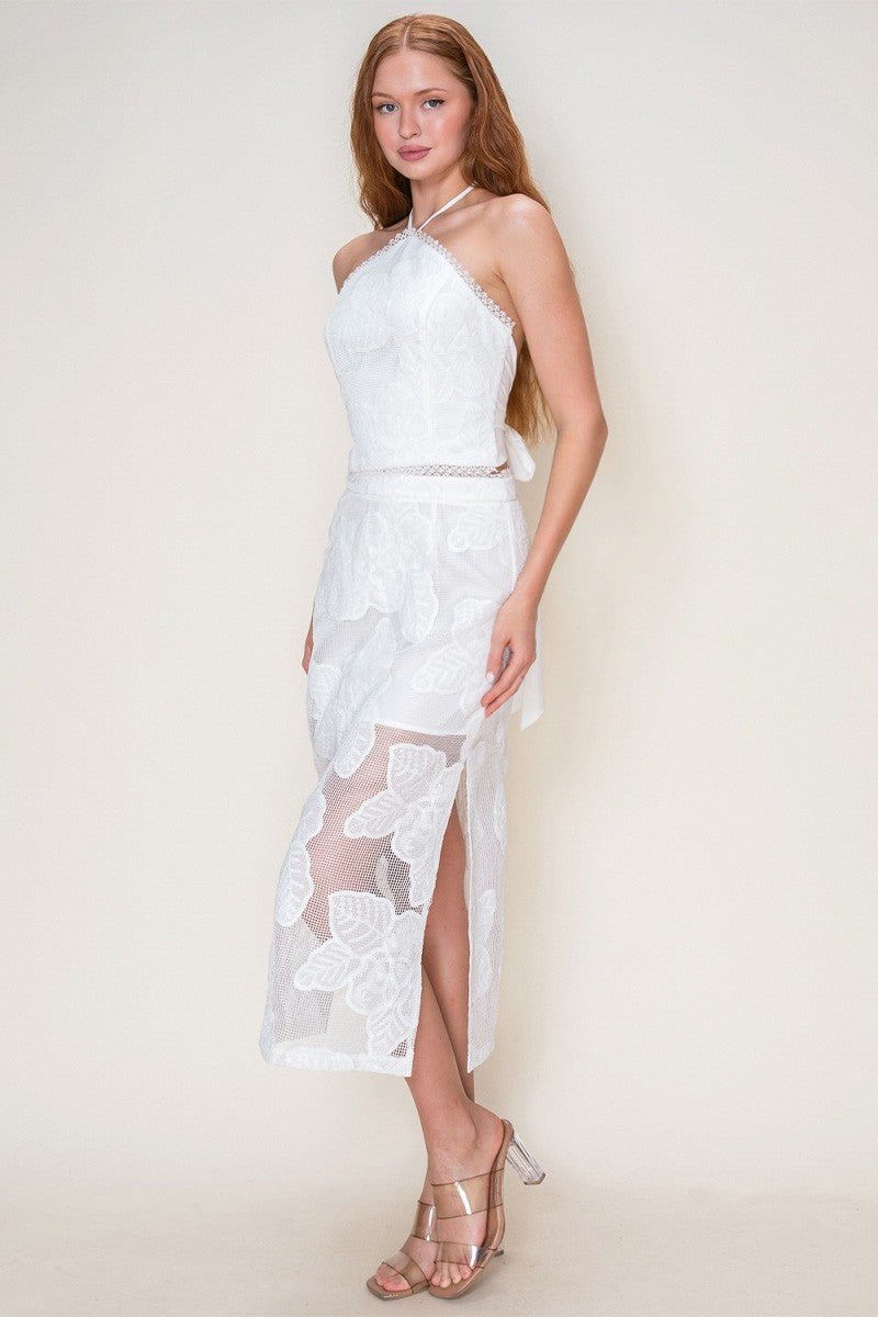 Maxi Skirt In Embroidered Net Lace