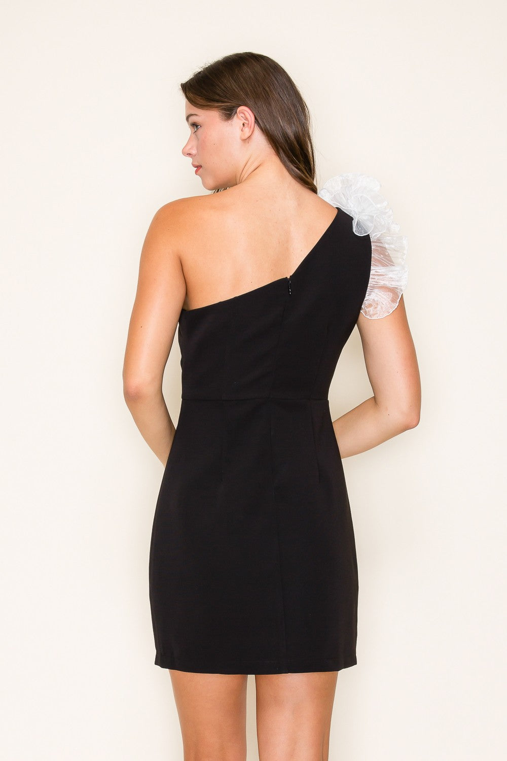 One Shoulder Sleeveless H-line Mini Dress