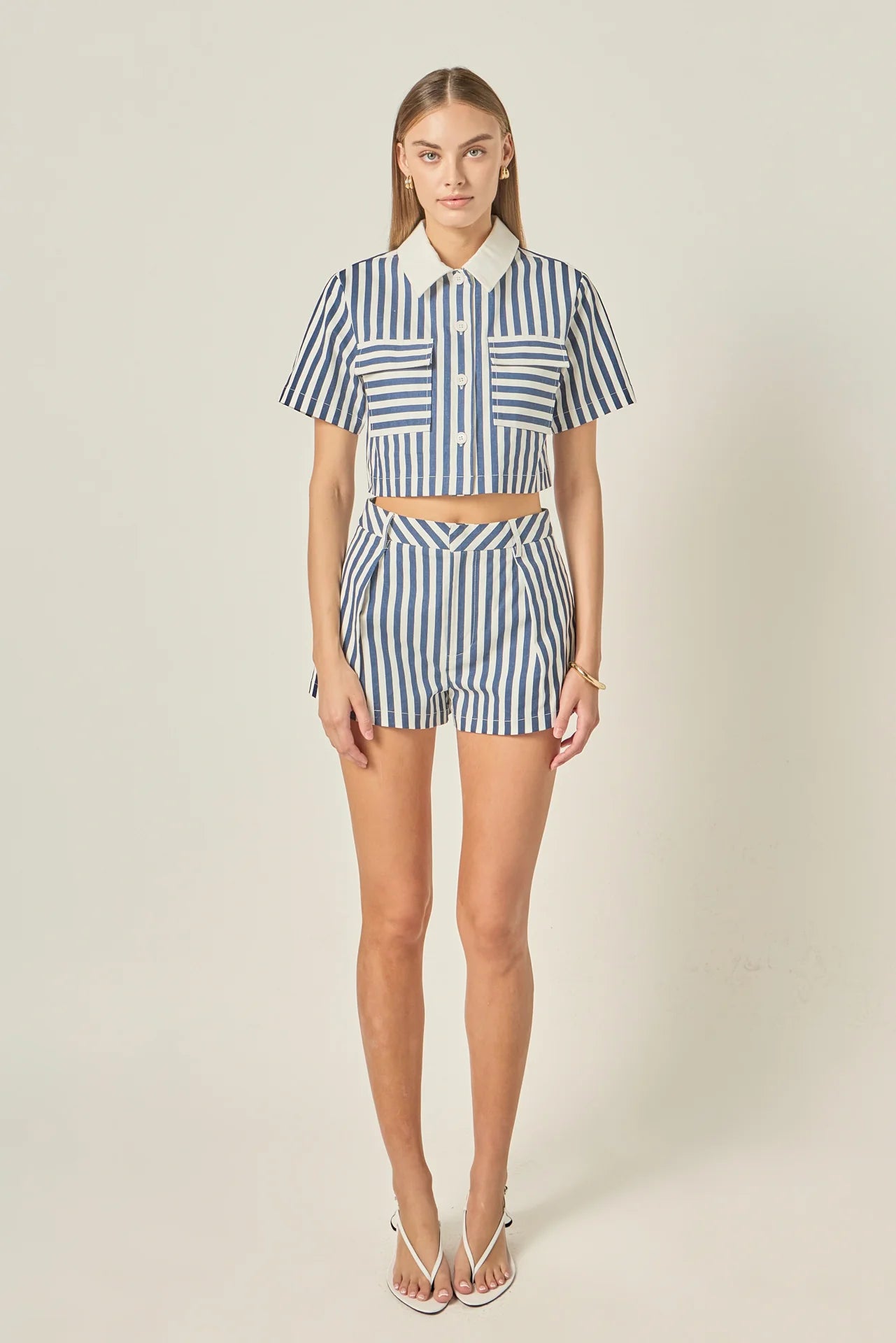 Nautical Striped Cropped Shirt