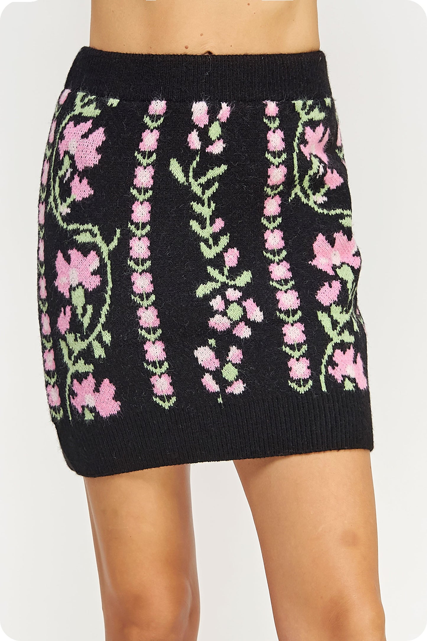 Floral Sweater Mini Skirt