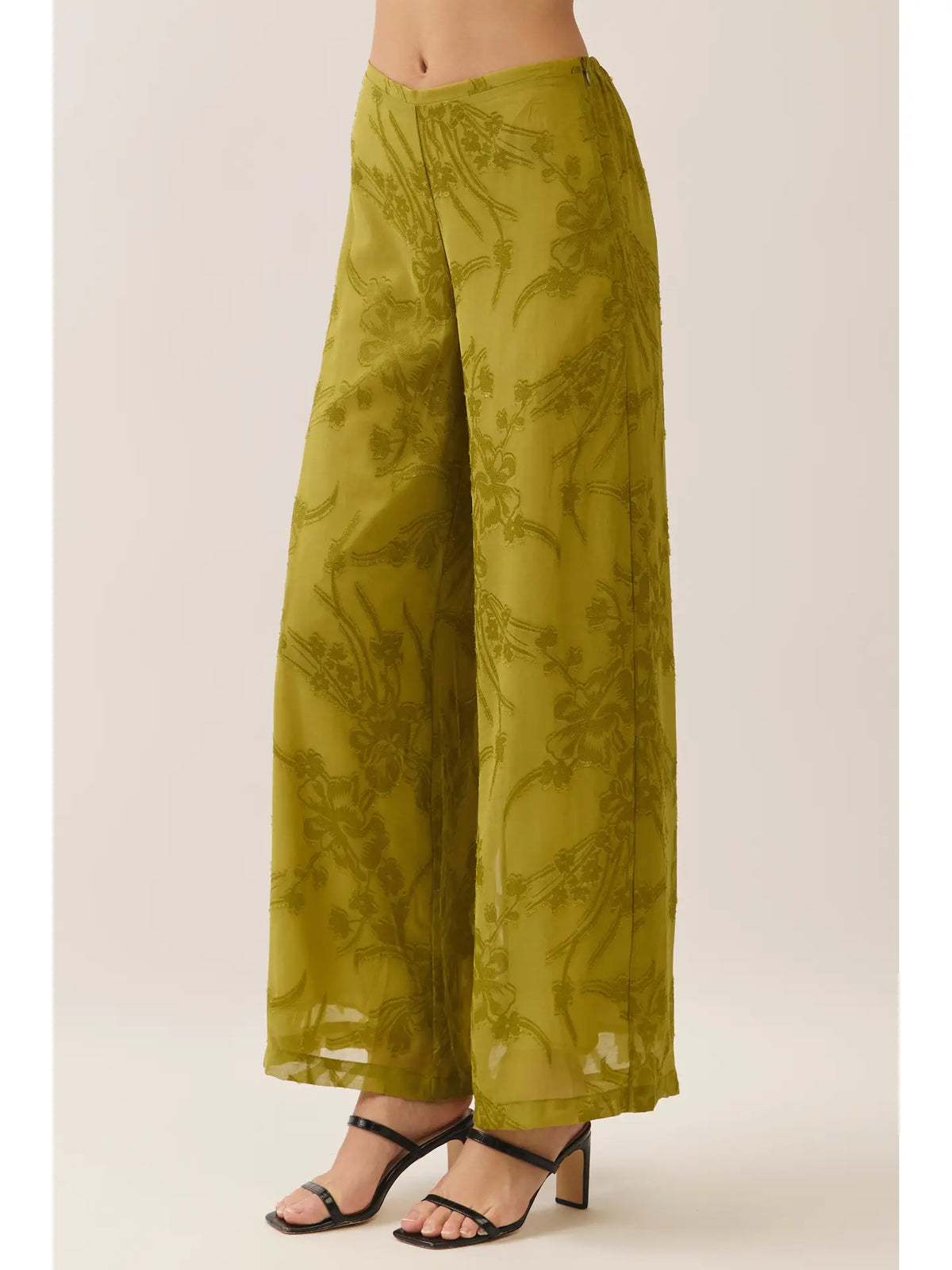 Floral Jacquard Wide Leg Pants