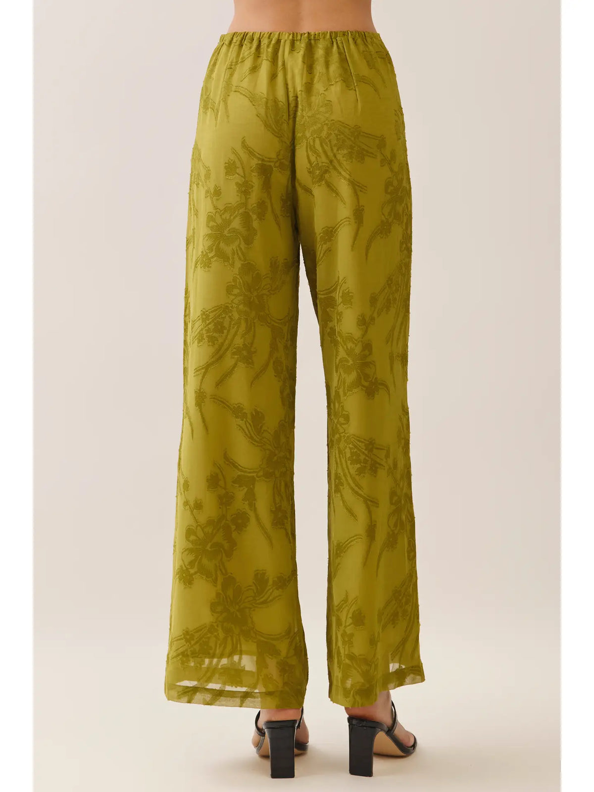 Floral Jacquard Wide Leg Pants