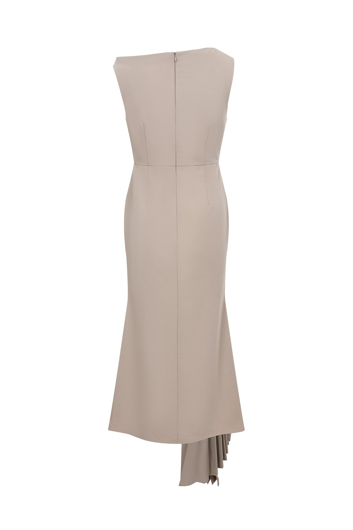 Woven Midi Dress W/ Pleated Waist Tie Detail