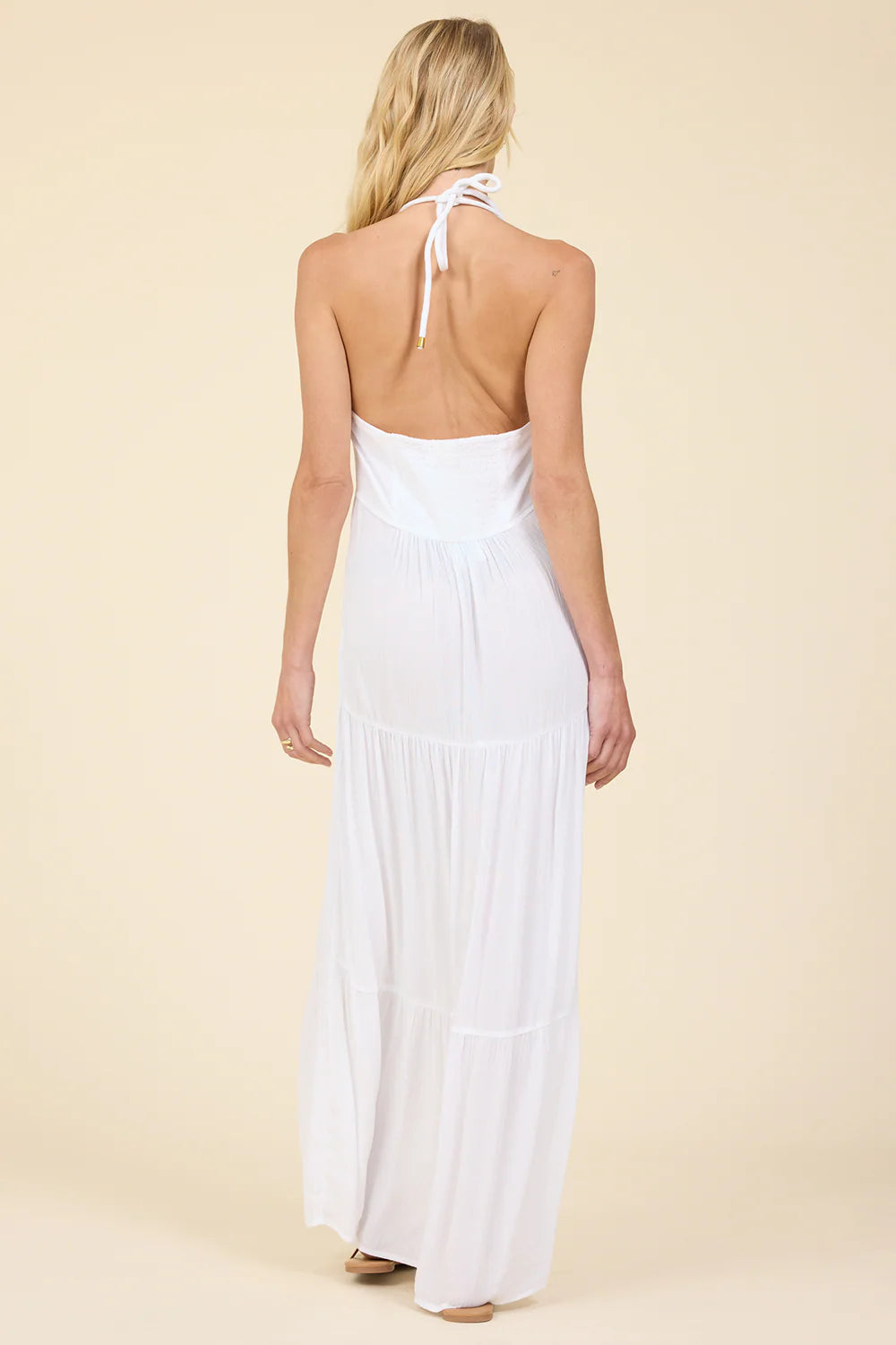 Halter Dress with Gold Trim Detail