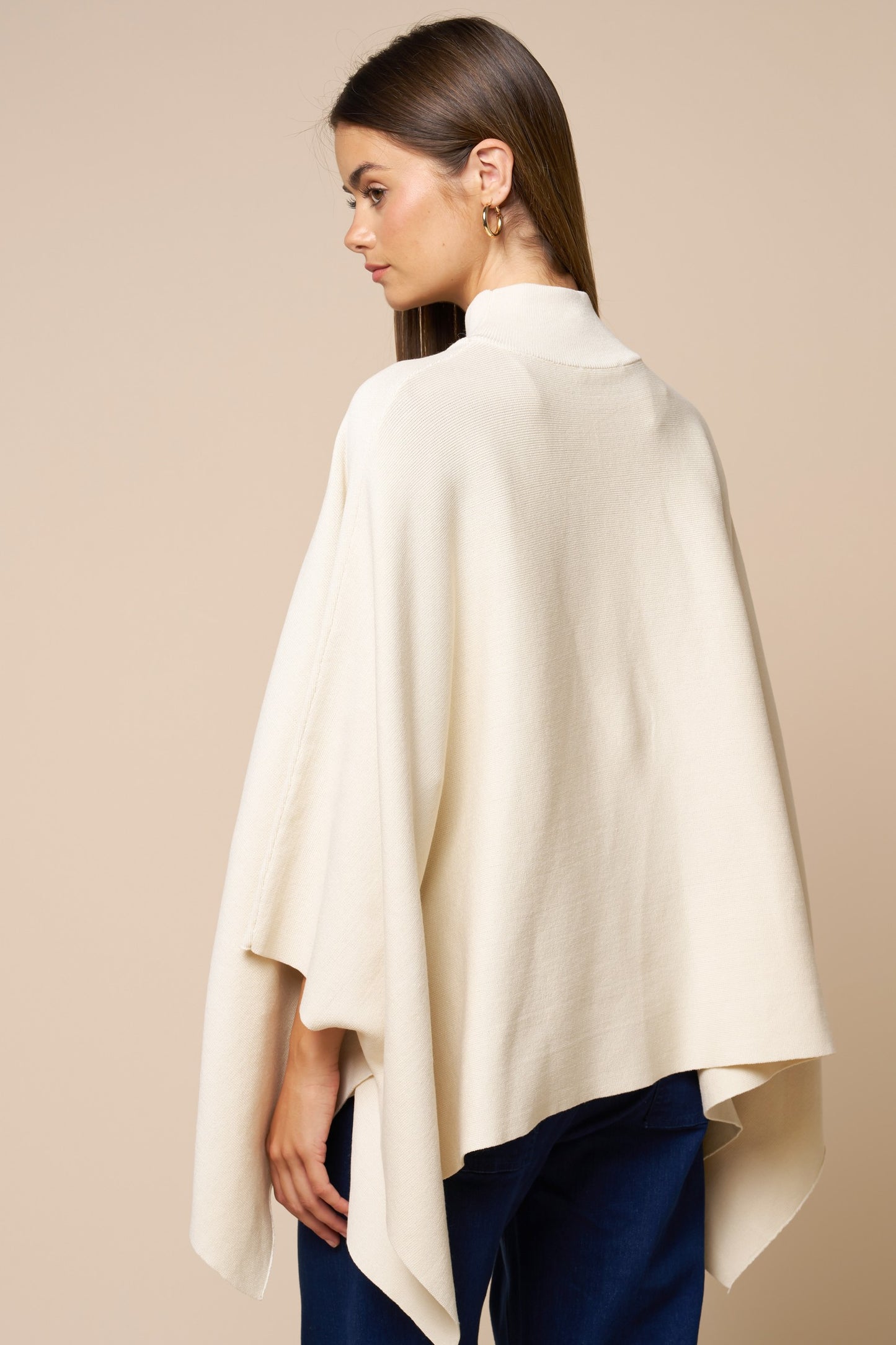 Mock Neck Poncho Sweater