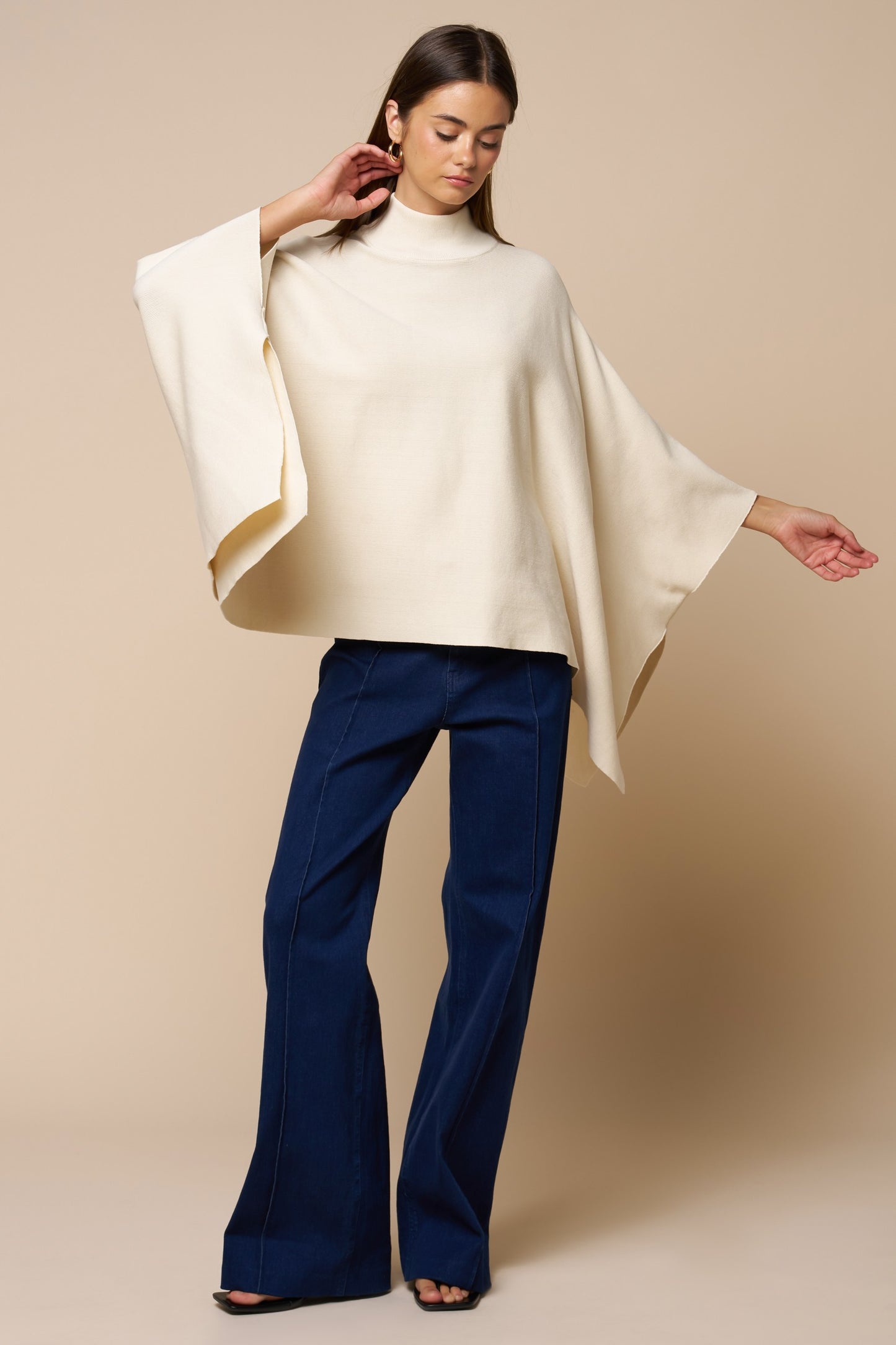 Mock Neck Poncho Sweater