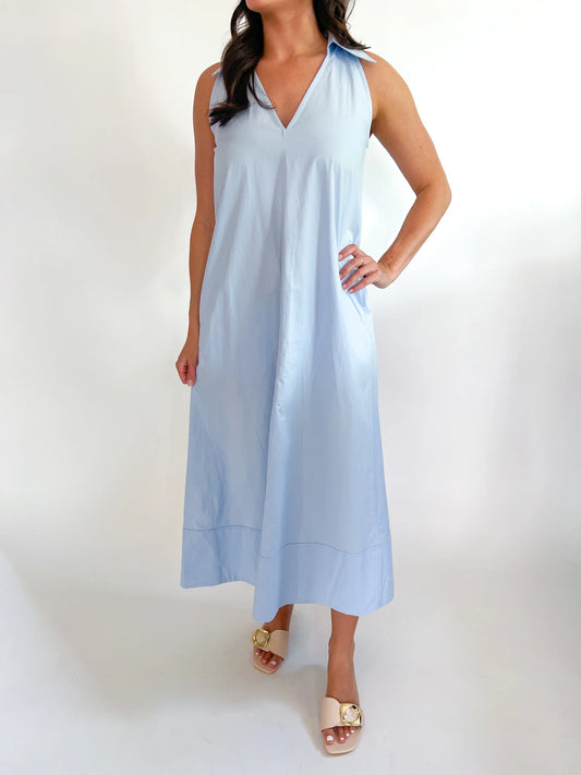 Clara Collared A-Line Maxi Dress